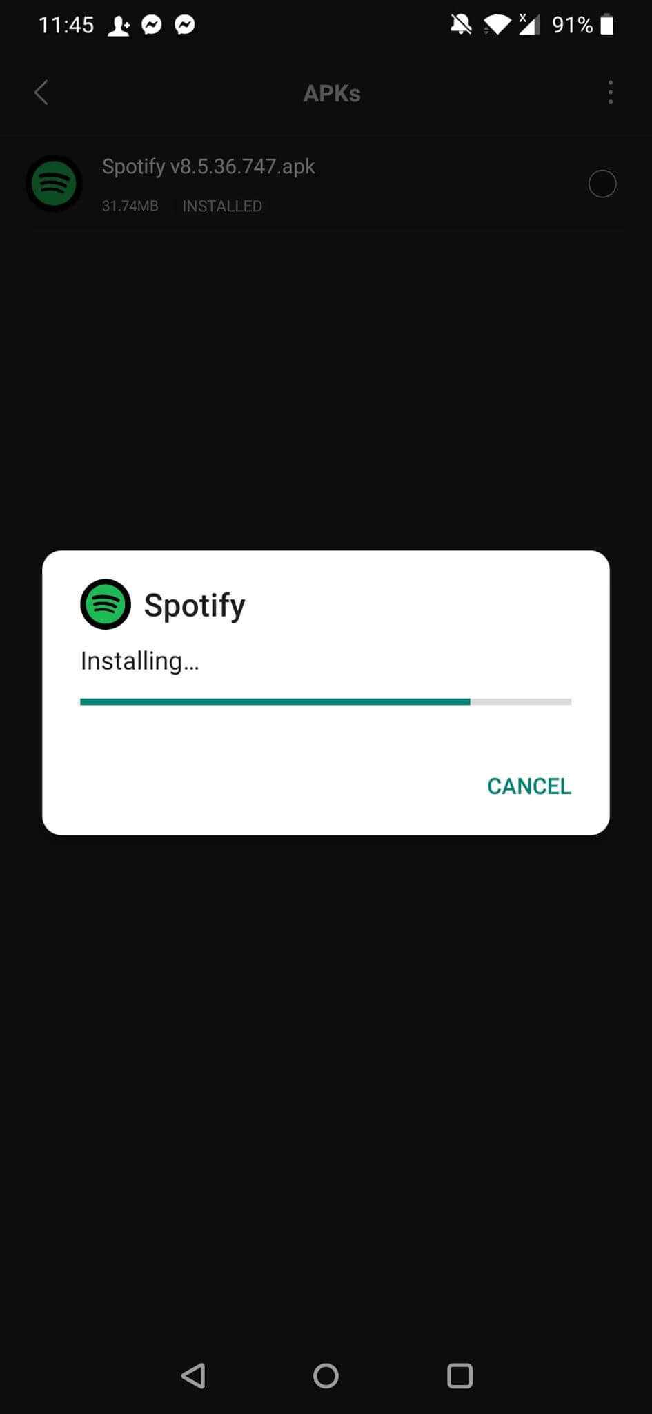 hacked spotify apk android